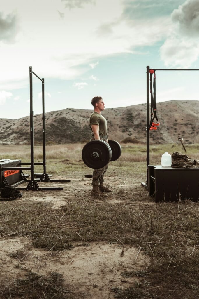male doing deadlift